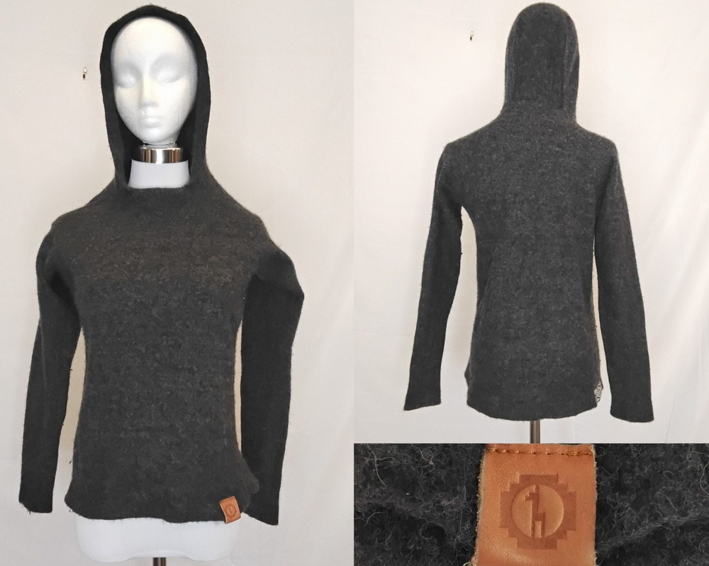 Paka The Hoodie Royal Alpaca Blend Knit Sweater Women's Small Gray #J6087